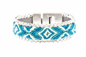 The Halle Woven Fabric Leather Bracelet with Swarovski Crystal trim. 